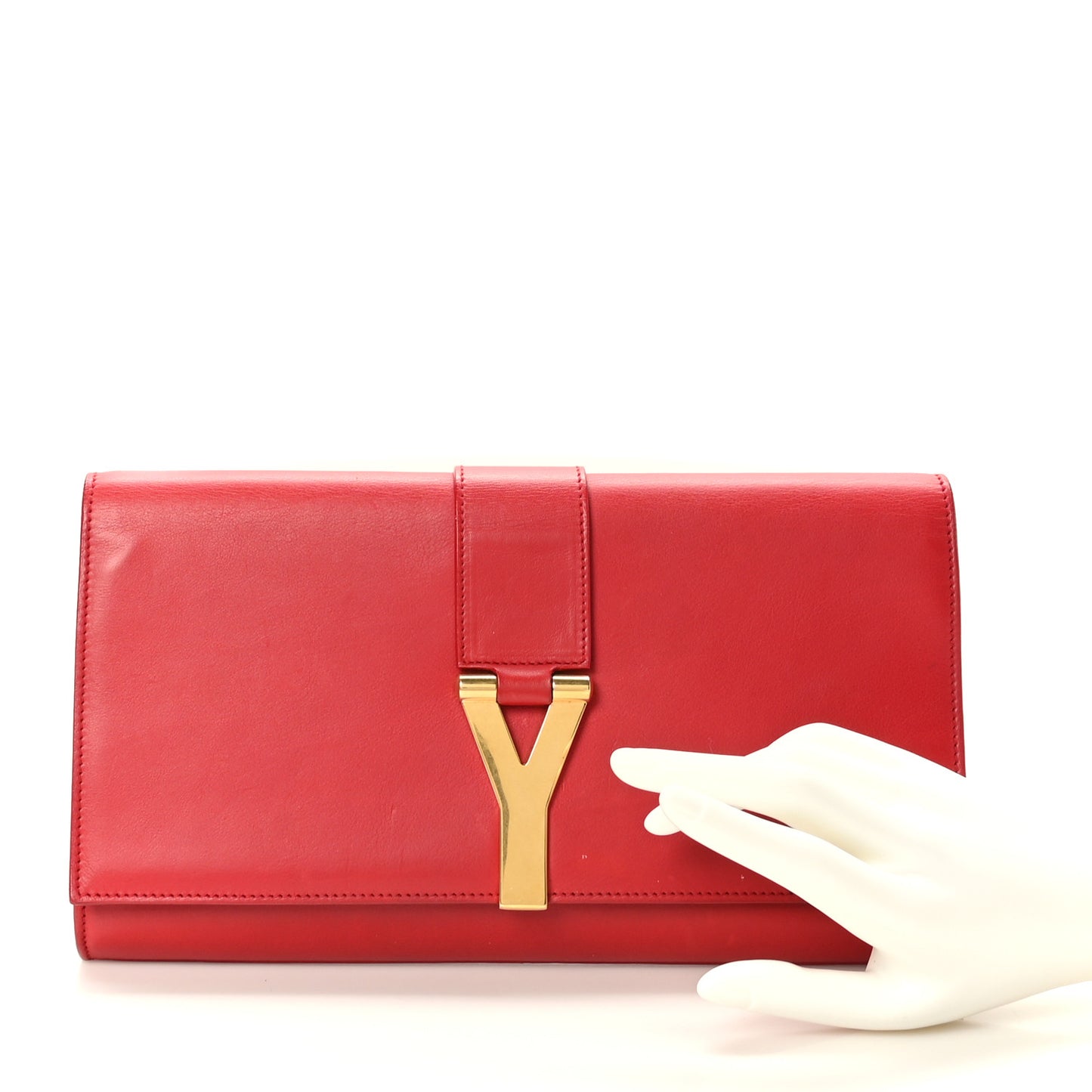 Calfskin Classic Y Ligne Clutch Red