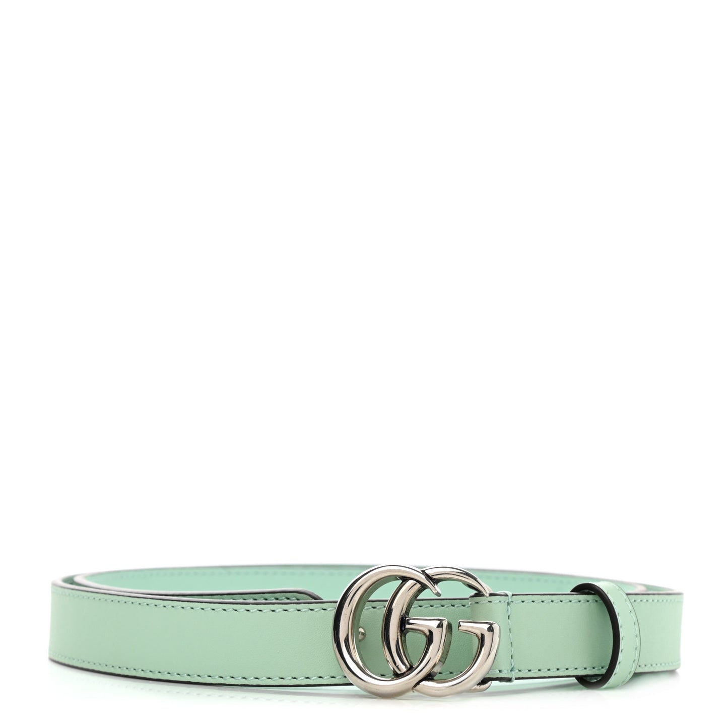 Moon Calfskin Palladium Double G 20mm Belt 80 32 Water Green