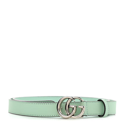 Gucci Moon Calfskin Palladium Double G 20mm Belt 80 32 Water Green 1 of 5