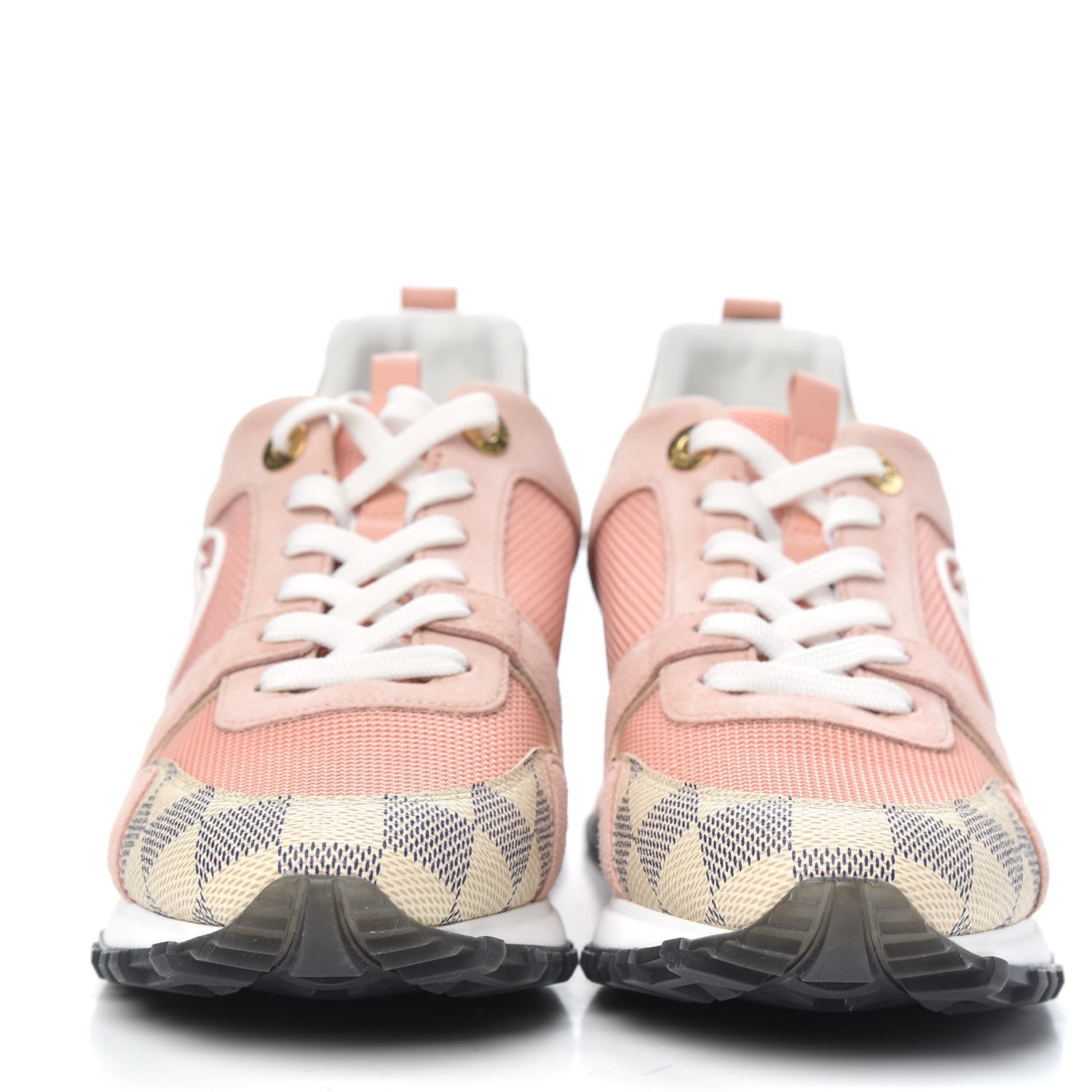 Louis Vuitton Suede Damier Azur Run Away Sneakers 37.5 Pink 2 of 8