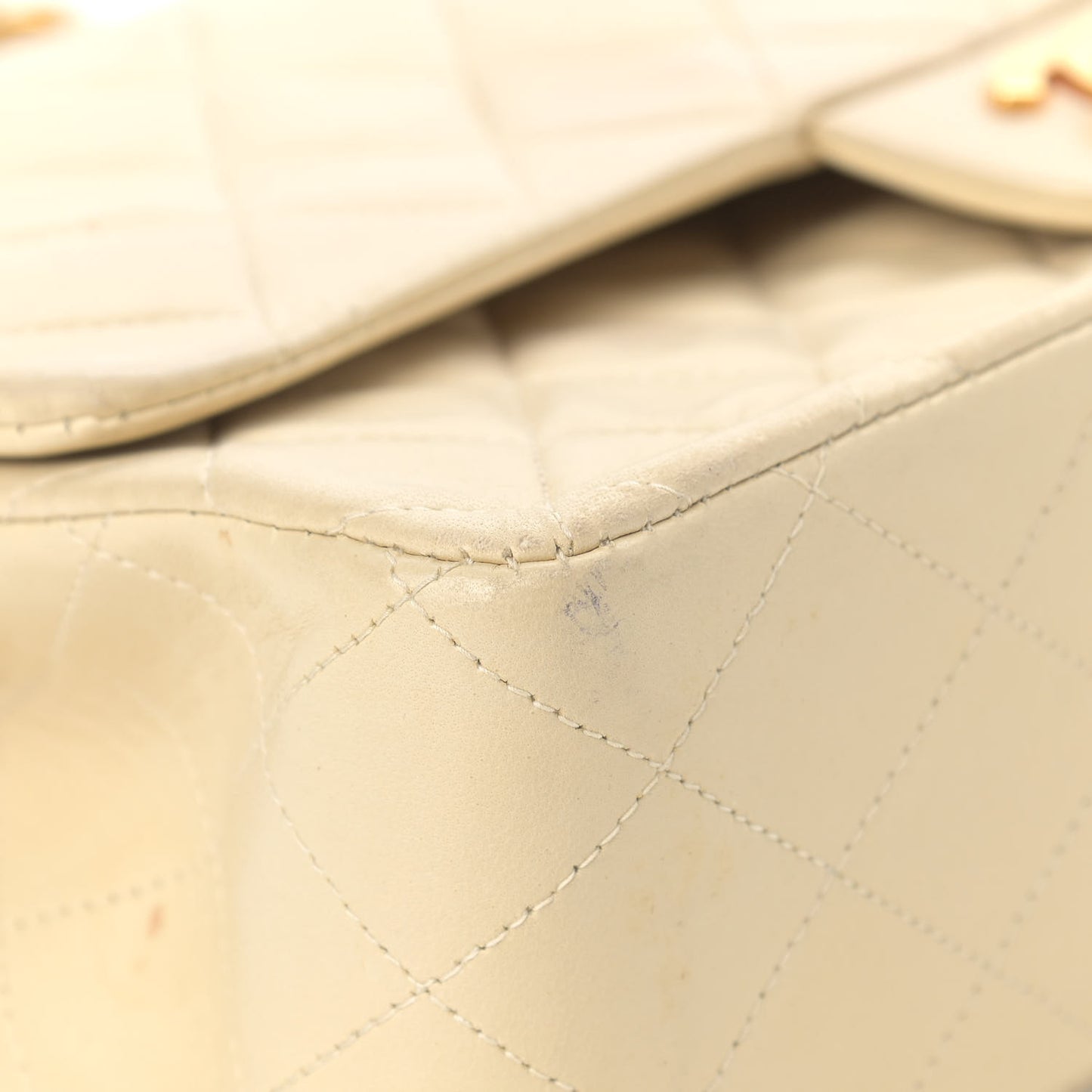 Lambskin Quilted Medium Double Flap Light Beige