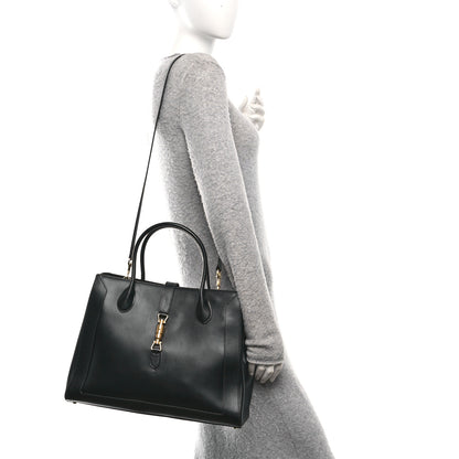 Gucci Boarded Plutone Calfskin Large Jackie 1961 Tote Black 2 of 13