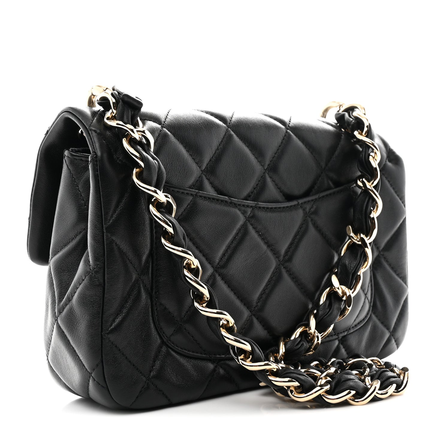 Calfskin Quilted Pocket Chic Flap Bag Black