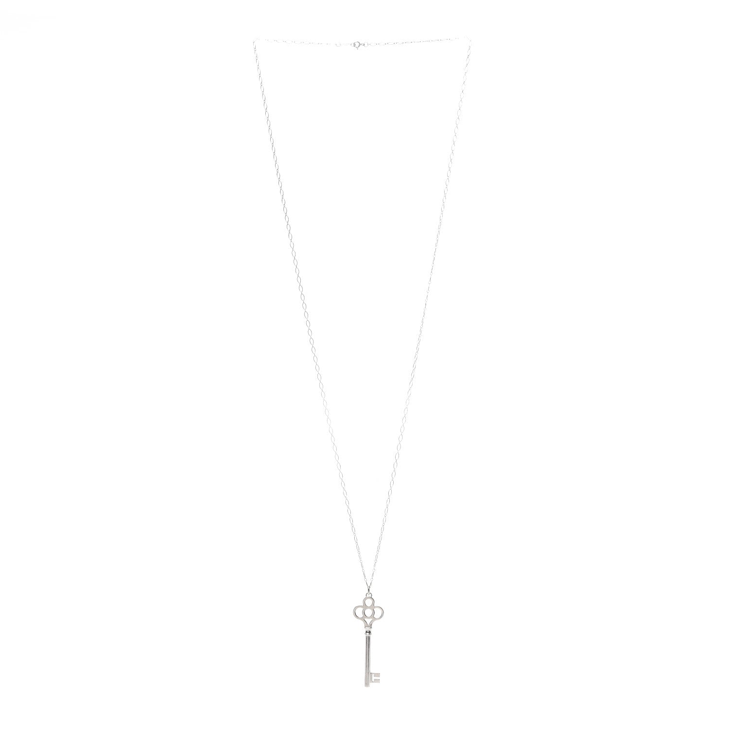 Tiffany Sterling Silver Large Crown Key Pendant Link Necklace 3 of 5