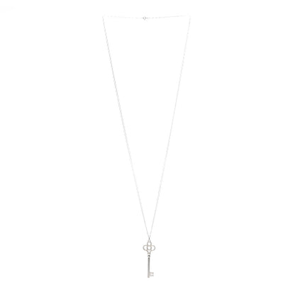 Tiffany Sterling Silver Large Crown Key Pendant Link Necklace 3 of 5