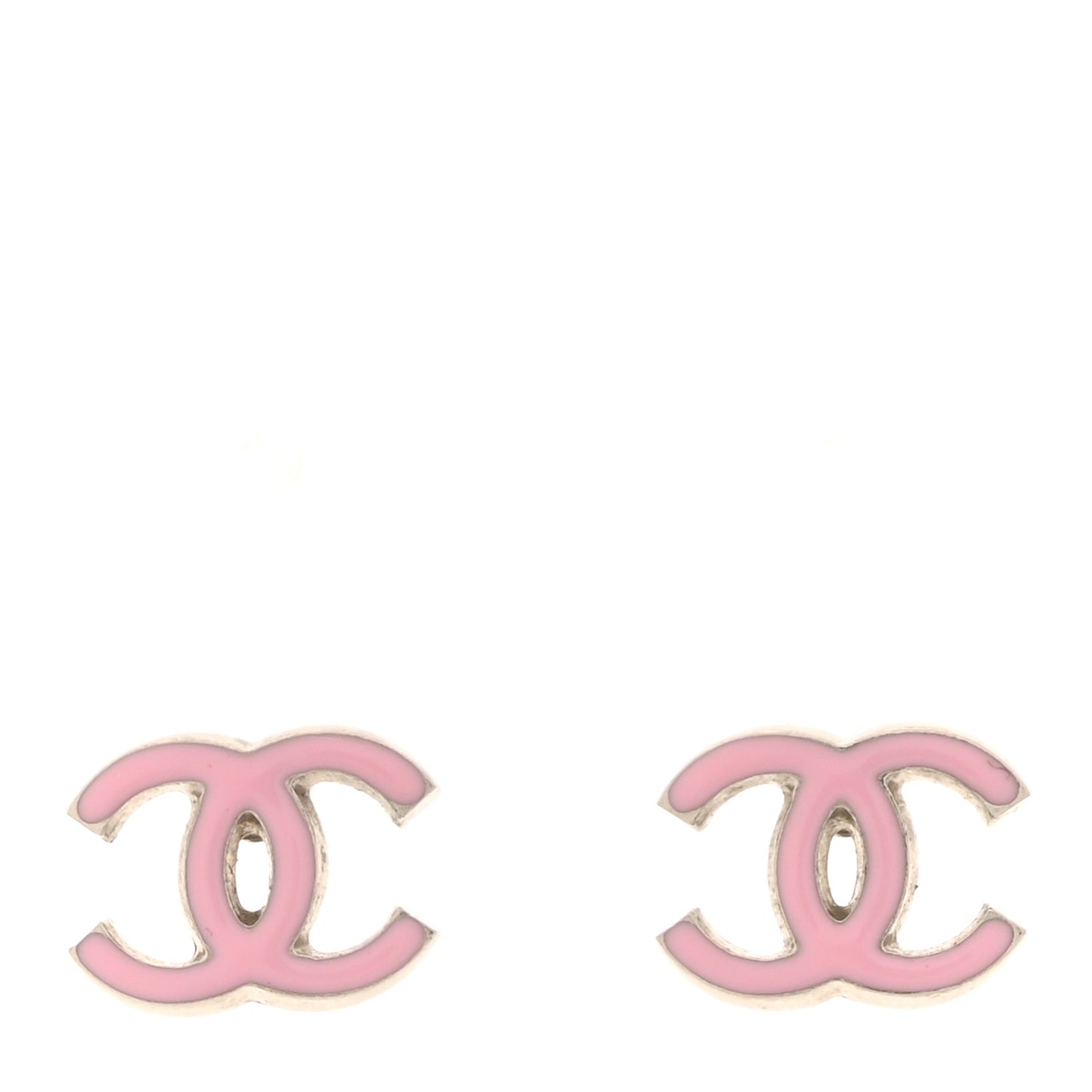 Enamel CC Earrings Pink Silver