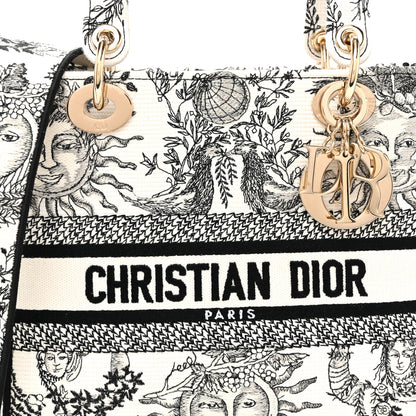 Christian Dior Canvas Embroidered Toile De Jouy Soleil Medium Lady D-Lite Latte 8 of 10