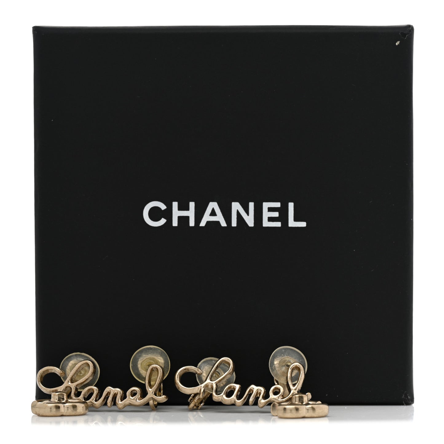 Metal Logo CC Turnlock Clip On Earrings Gold