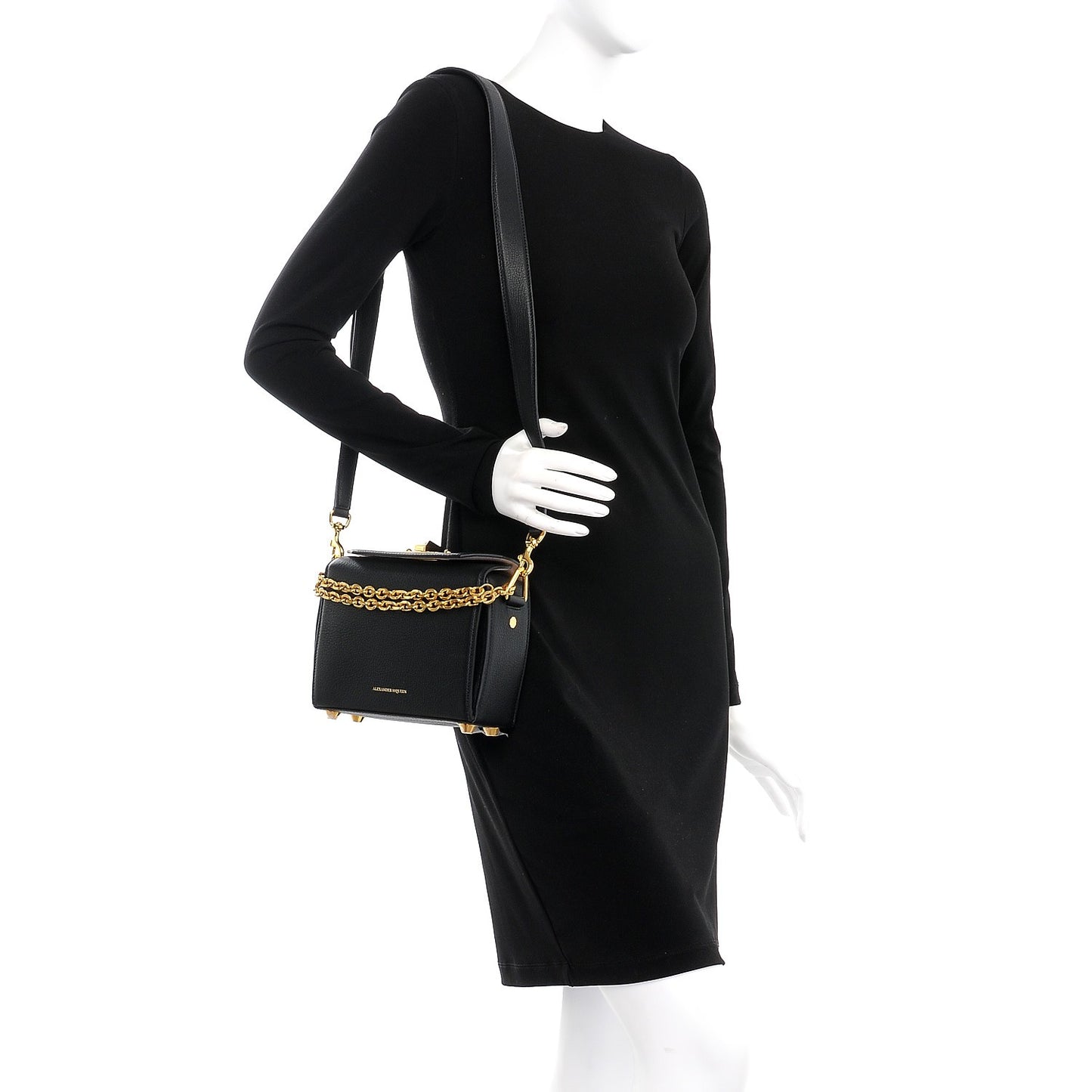 Silky Amish Grained Goatskin Box Shoulder Bag 16 Black