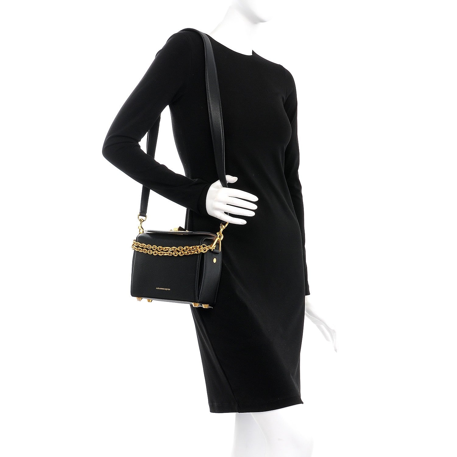 Alexander McQueen Silky Amish Grained Goatskin Box Shoulder Bag 16 Black 2 of 13