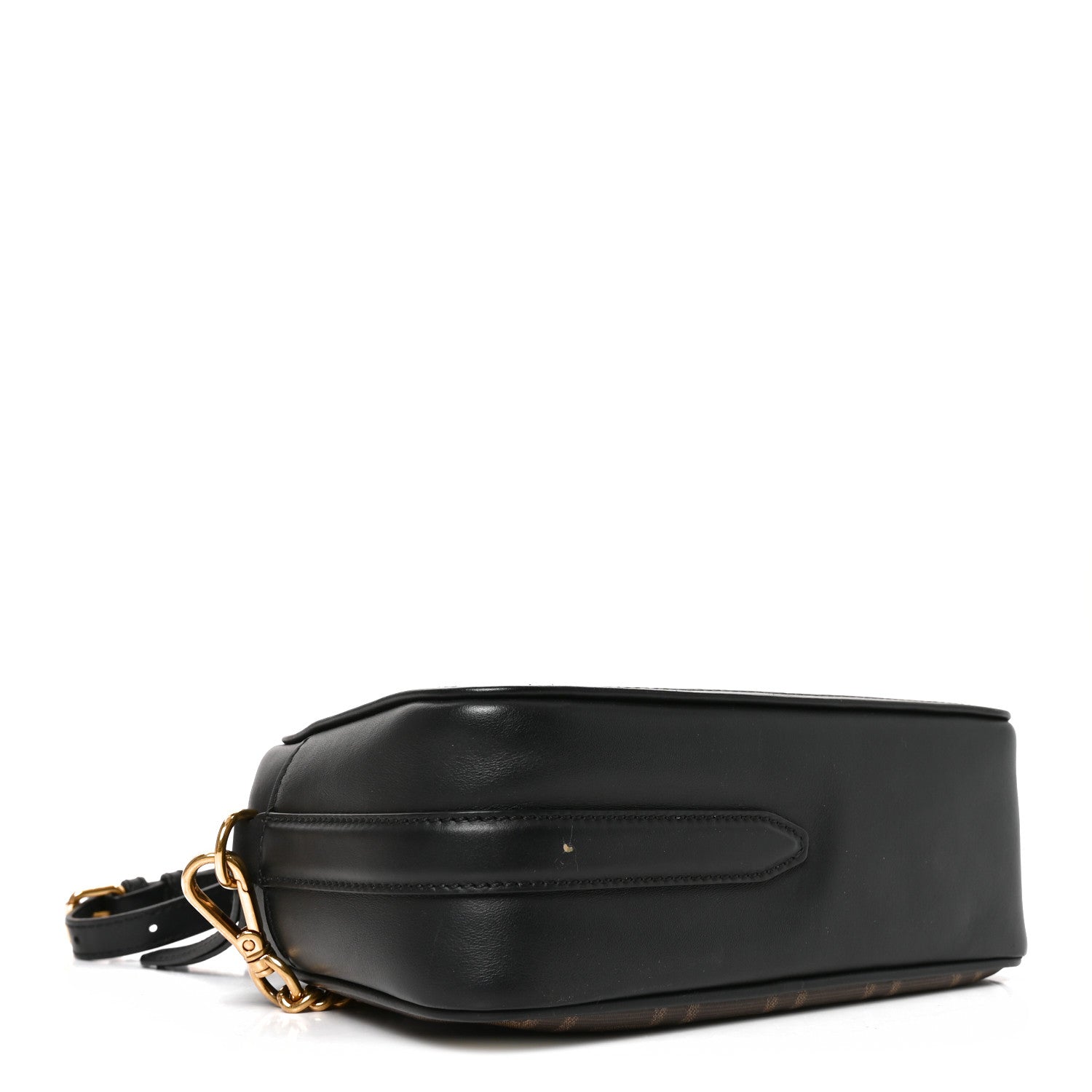 Fendi Glazed Fabric Vitello Century FF 1974 Stamp Patch Camera Case Mogano Panna Black 4 of 10