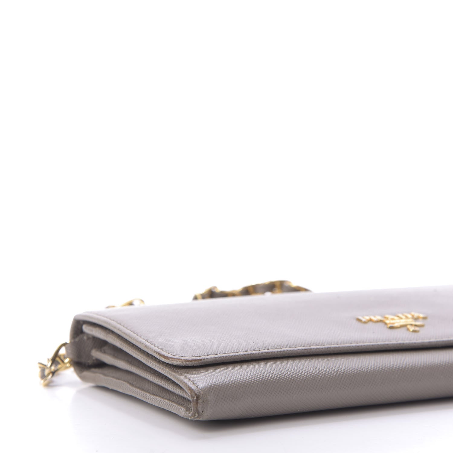 Prada Saffiano Metal Oro Chain Wallet Argilla 6 of 9
