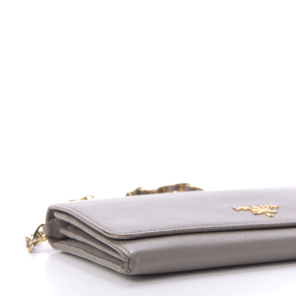 Prada Saffiano Metal Oro Chain Wallet Argilla 6 of 9