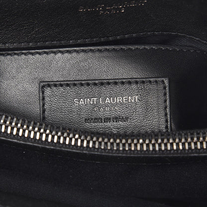 Saint Laurent Sheepskin Matelasse Chevron Monogram Medium College Bag Black 6 of 7