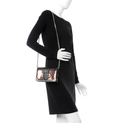 Prada Metallic Vitello Saffiano Cahier Bag Cammeo Black 2 of 6