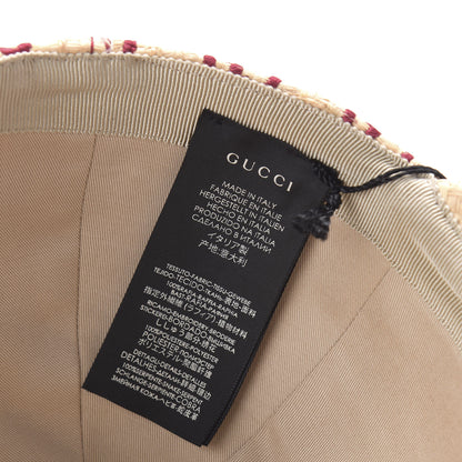 Gucci Raffia GG Monogram Elaphe Embroidered Aisha Baseball Hat L Ivory Bordeaux 9 of 9