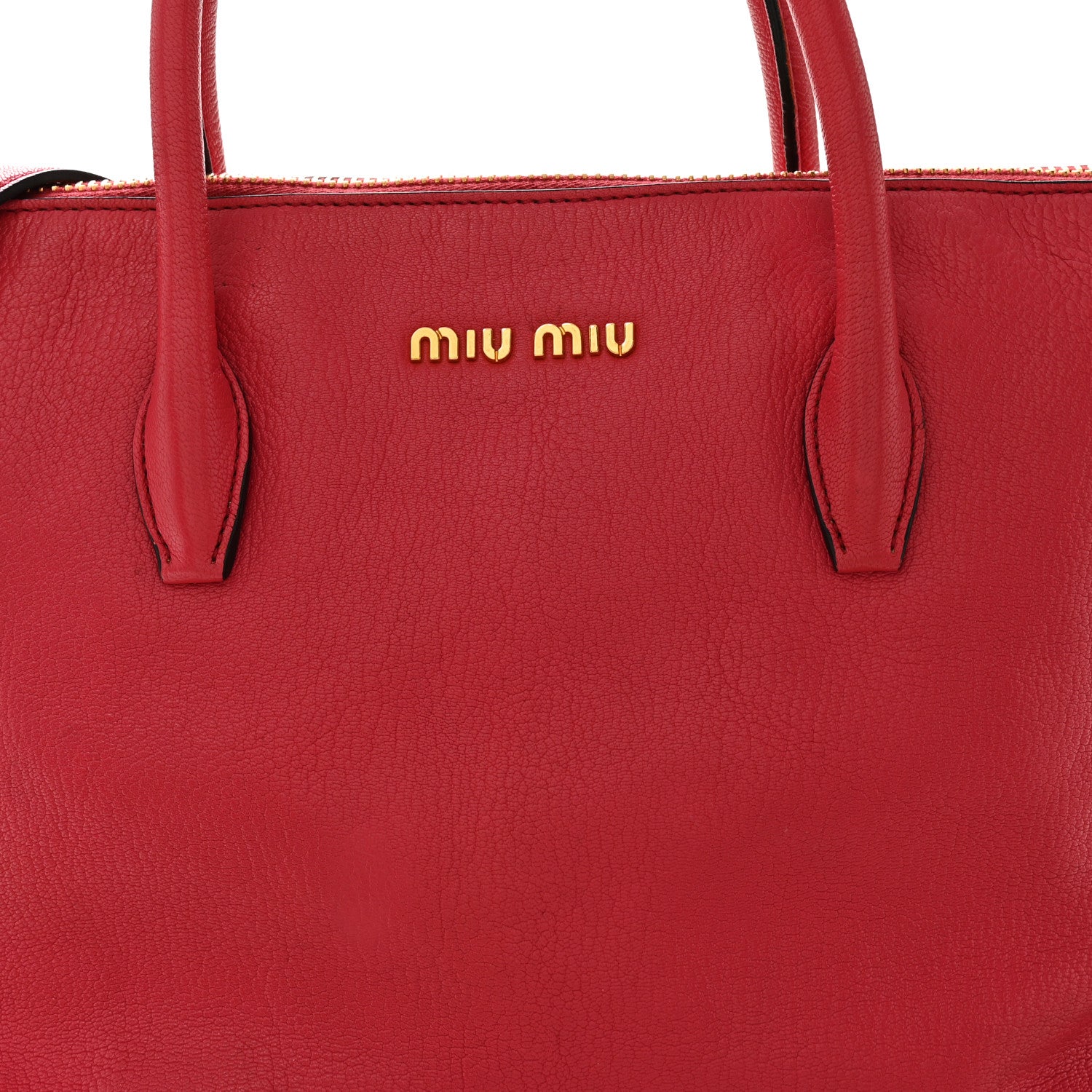 Miu Miu Goatskin Madras Top Handle Bag Fragola 7 of 9