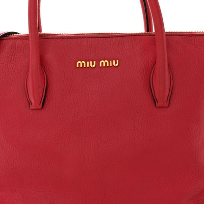 Miu Miu Goatskin Madras Top Handle Bag Fragola 7 of 9