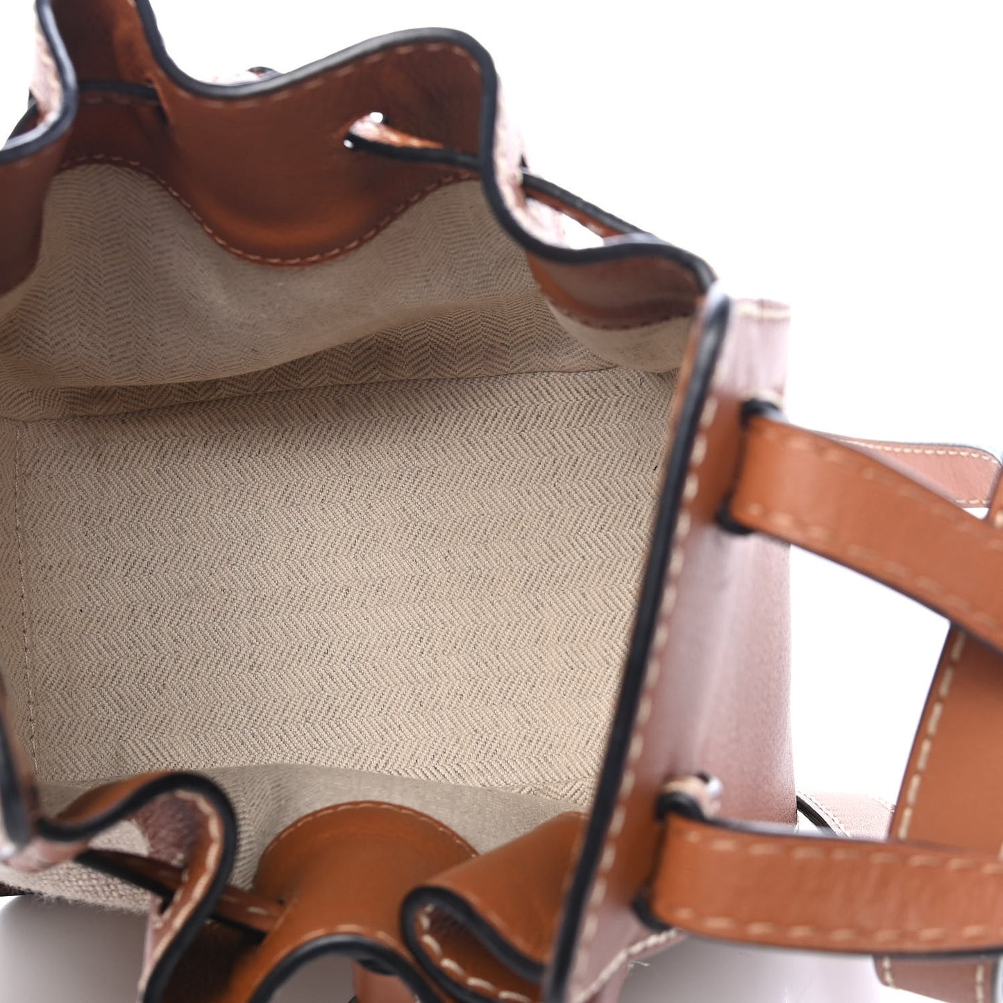 Calfskin Canvas Mini Hammock Shoulder Bag Natural Tan