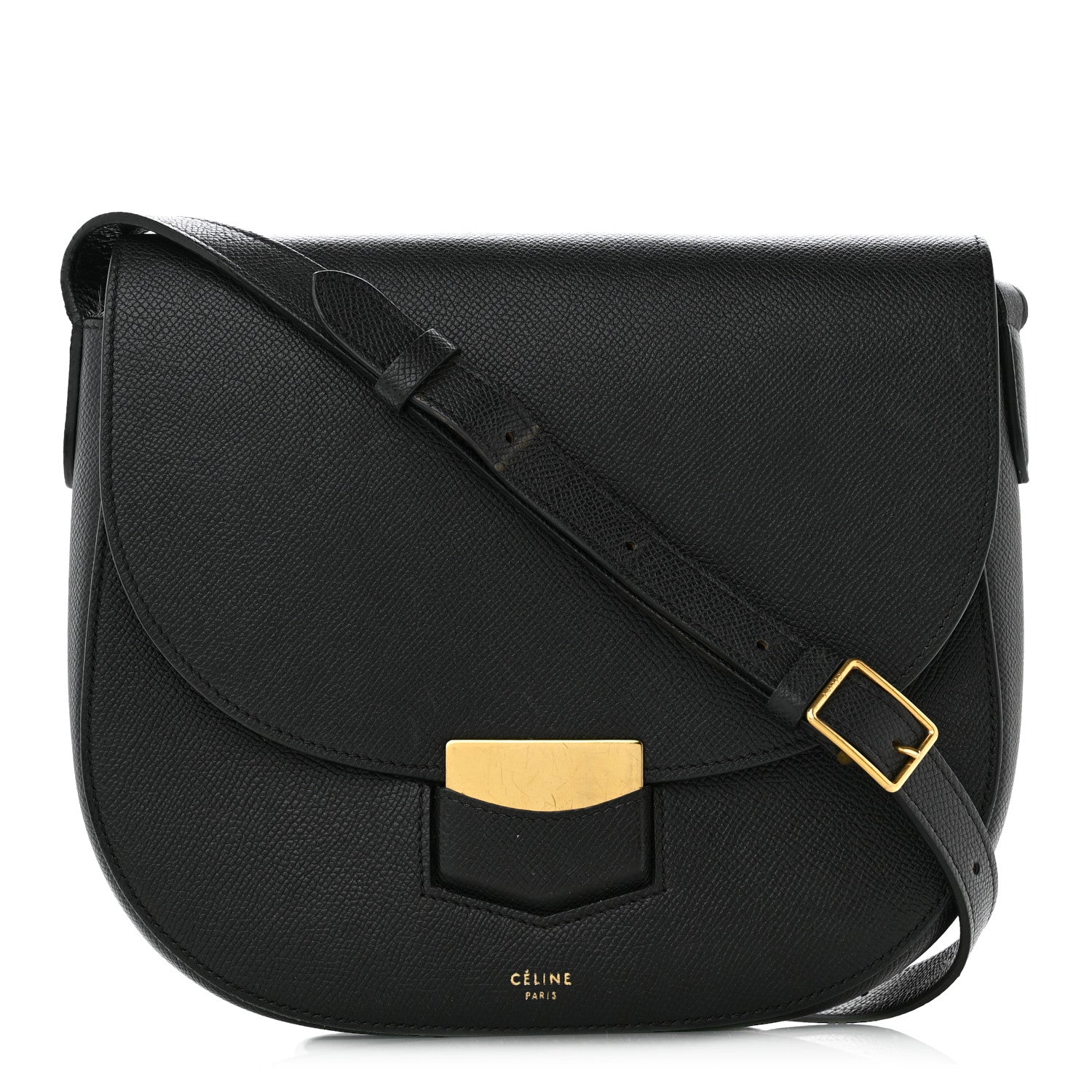 Celine Grained Calfskin Compact Trotteur Black 1 of 14