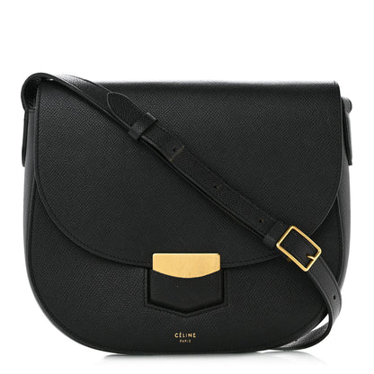 Celine Grained Calfskin Compact Trotteur Black 1 of 14