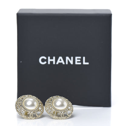 Chanel Pearl CC Round Rope Logo Earrings Gold 5 of 5
