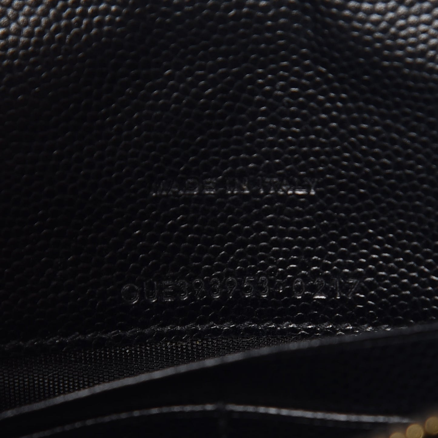 Grain De Poudre Matelasse Chevron Monogram Envelope Chain Wallet Black