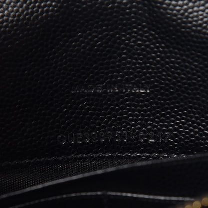 Saint Laurent Grain De Poudre Matelasse Chevron Monogram Envelope Chain Wallet Black 8 of 10