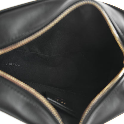 Fendi Glazed Fabric Vitello Century FF 1974 Stamp Patch Camera Case Mogano Panna Black 10 of 12