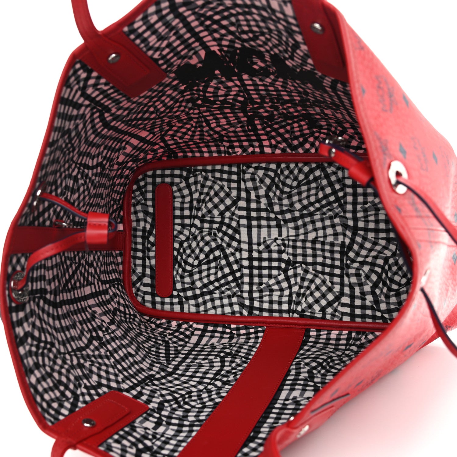 MCM Visetos Medium Liz Reversible Shopper Tote Ruby Red 9 of 17
