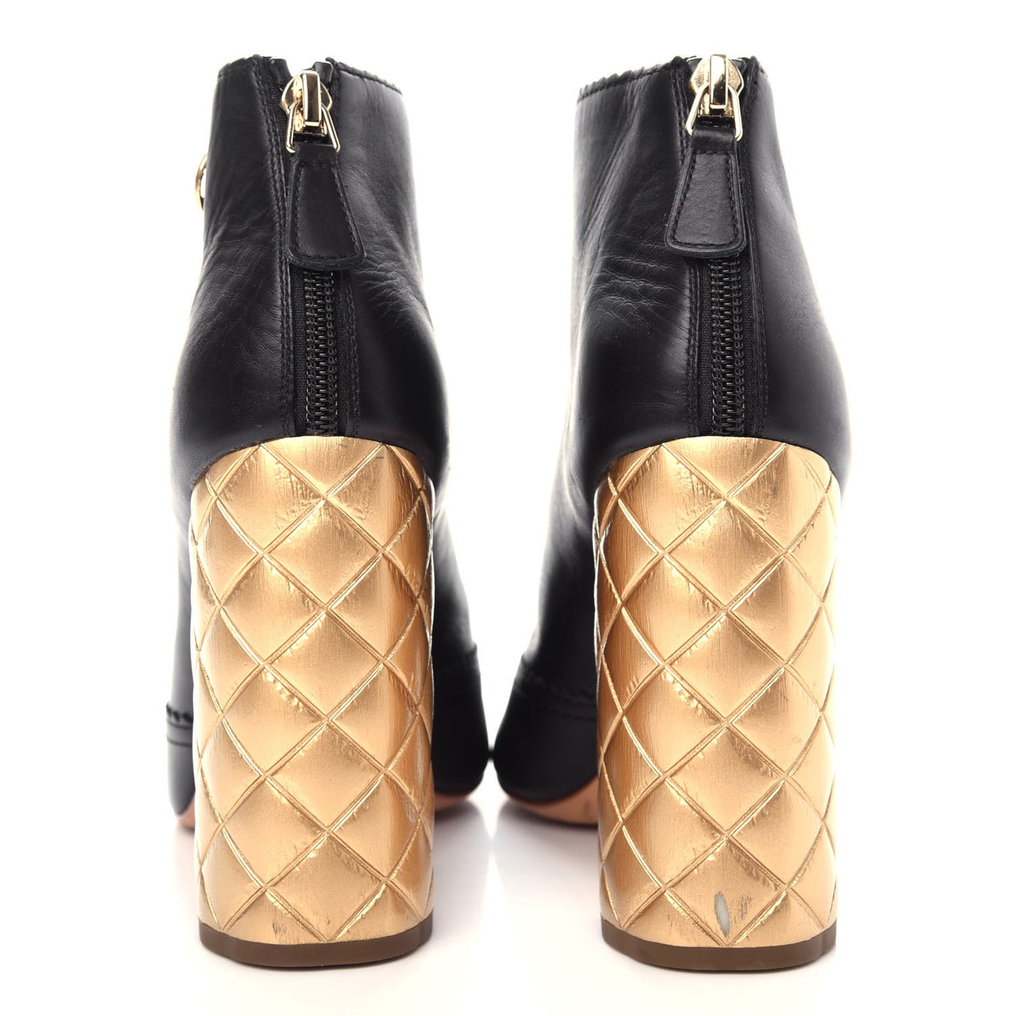 Calfskin Lace Up Short Boots 40 Black