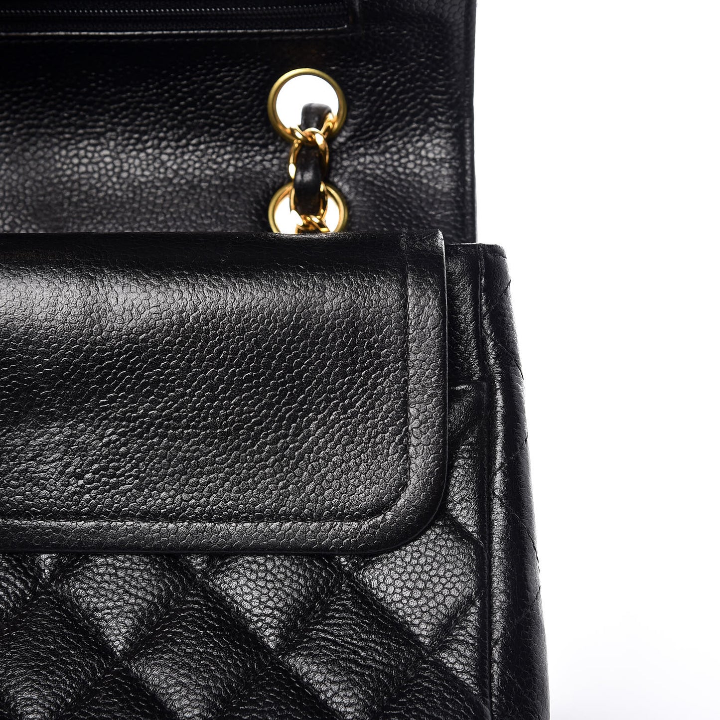 Caviar Quilted Medium Double Flap Black