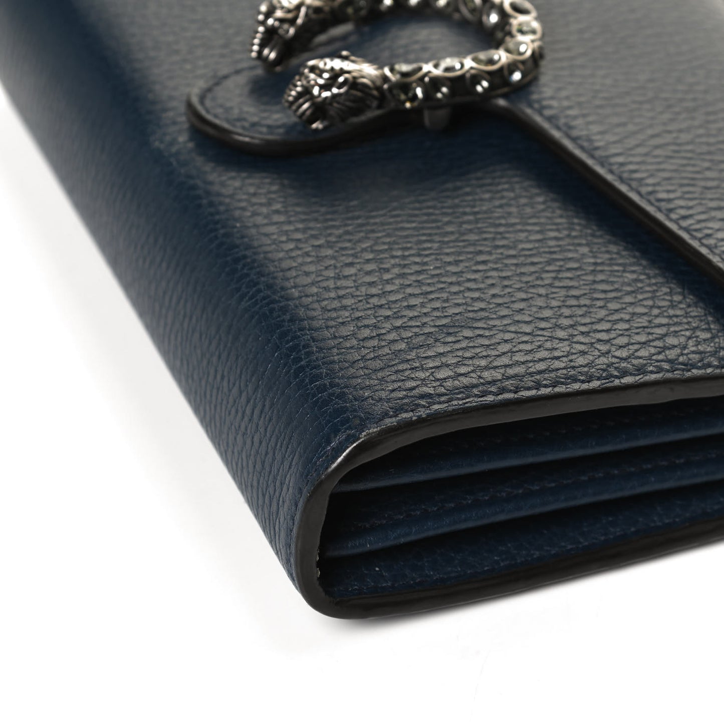 Dollar Calfskin Crystal Mini Dionysus Chain Wallet Blue Agata Black Diamond
