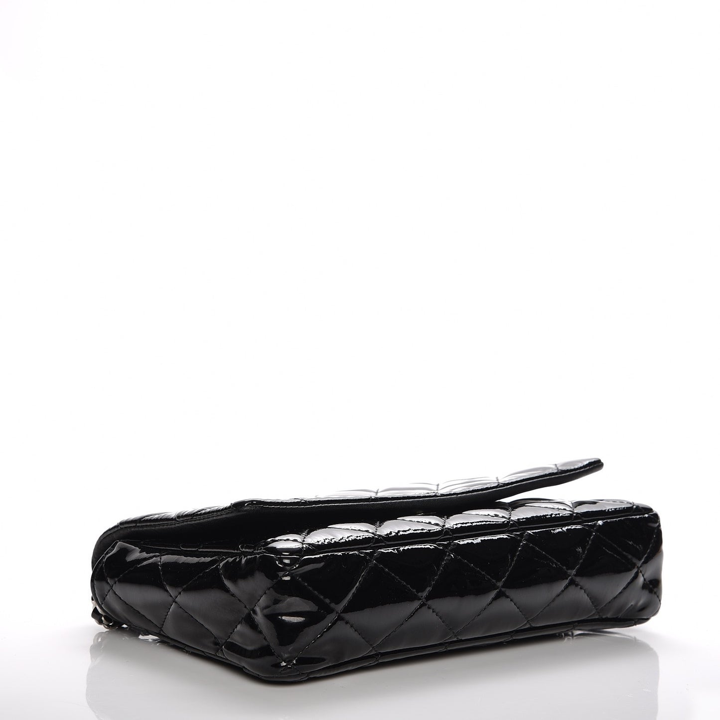 Patent Quilted Brilliant Wallet On Chain WOC Black