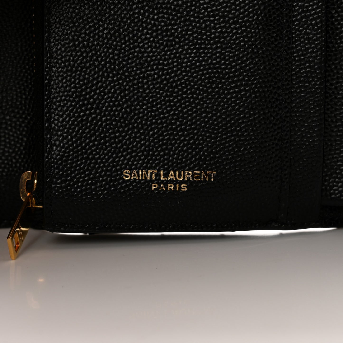 Grain De Poudre Matelasse Chevron Monogram Compact Tri Fold Wallet Black