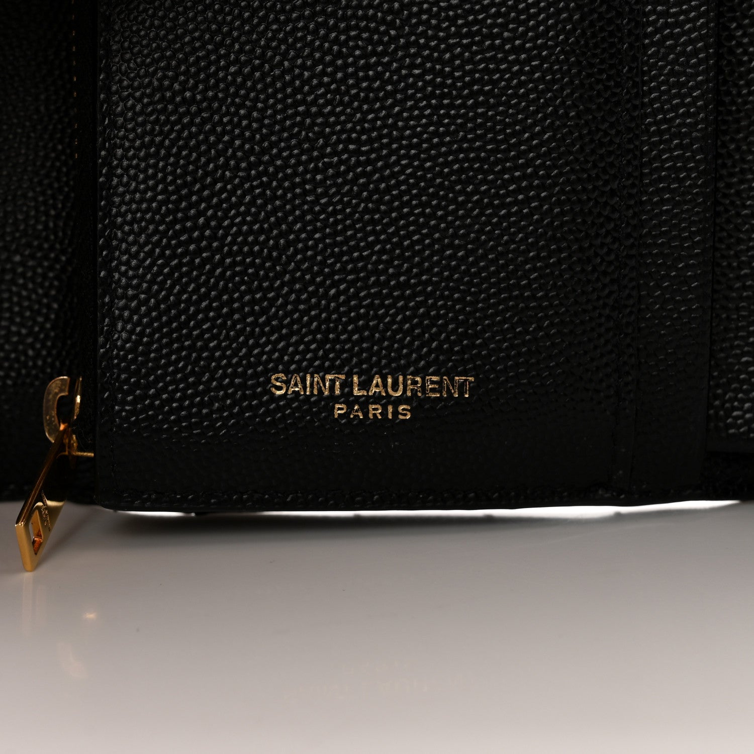 Saint Laurent Grain De Poudre Matelasse Chevron Monogram Compact Tri Fold Wallet Black 5 of 11