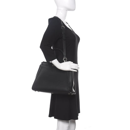 Fendi Cuoio Romano Selleria Bi-Color Medium Peekaboo Iconic Satchel Black Mou 2 of 13