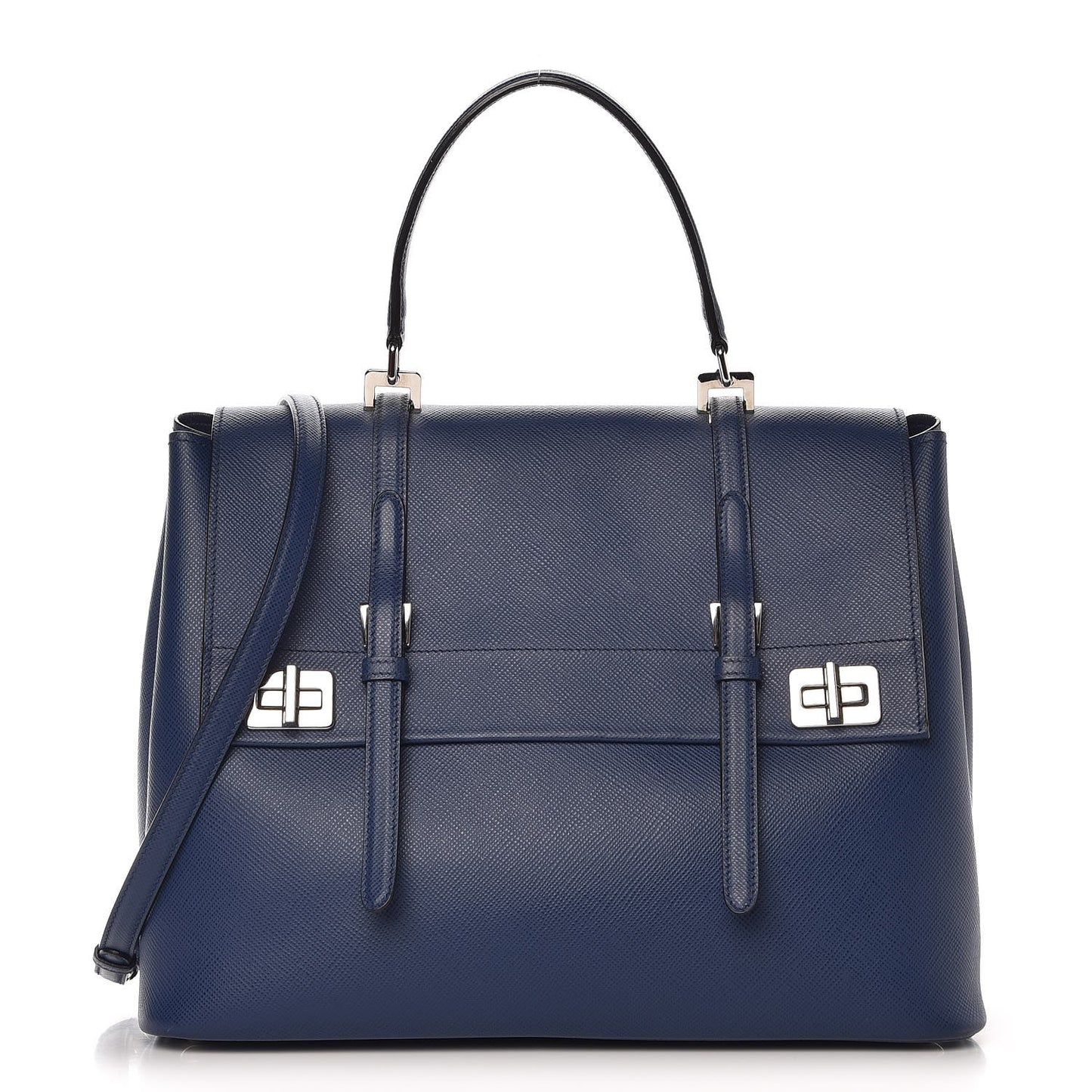 Saffiano Cuir Convertible Top Handle Tote Bleuette