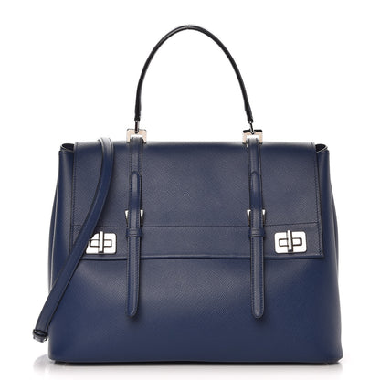 Prada Saffiano Cuir Convertible Top Handle Tote Bleuette 1 of 13