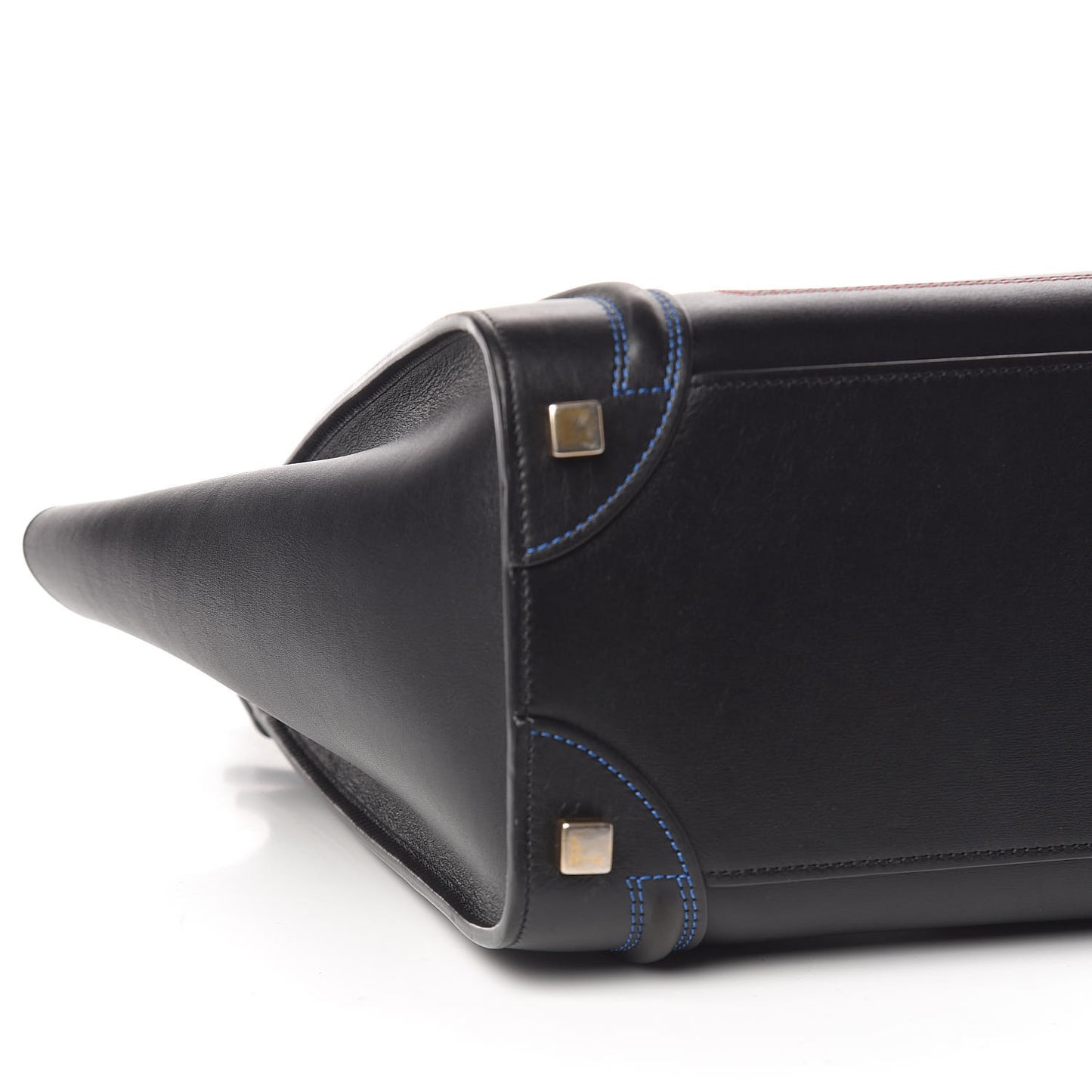 Smooth Calfskin Multicolor Double Stitching Micro Luggage Black