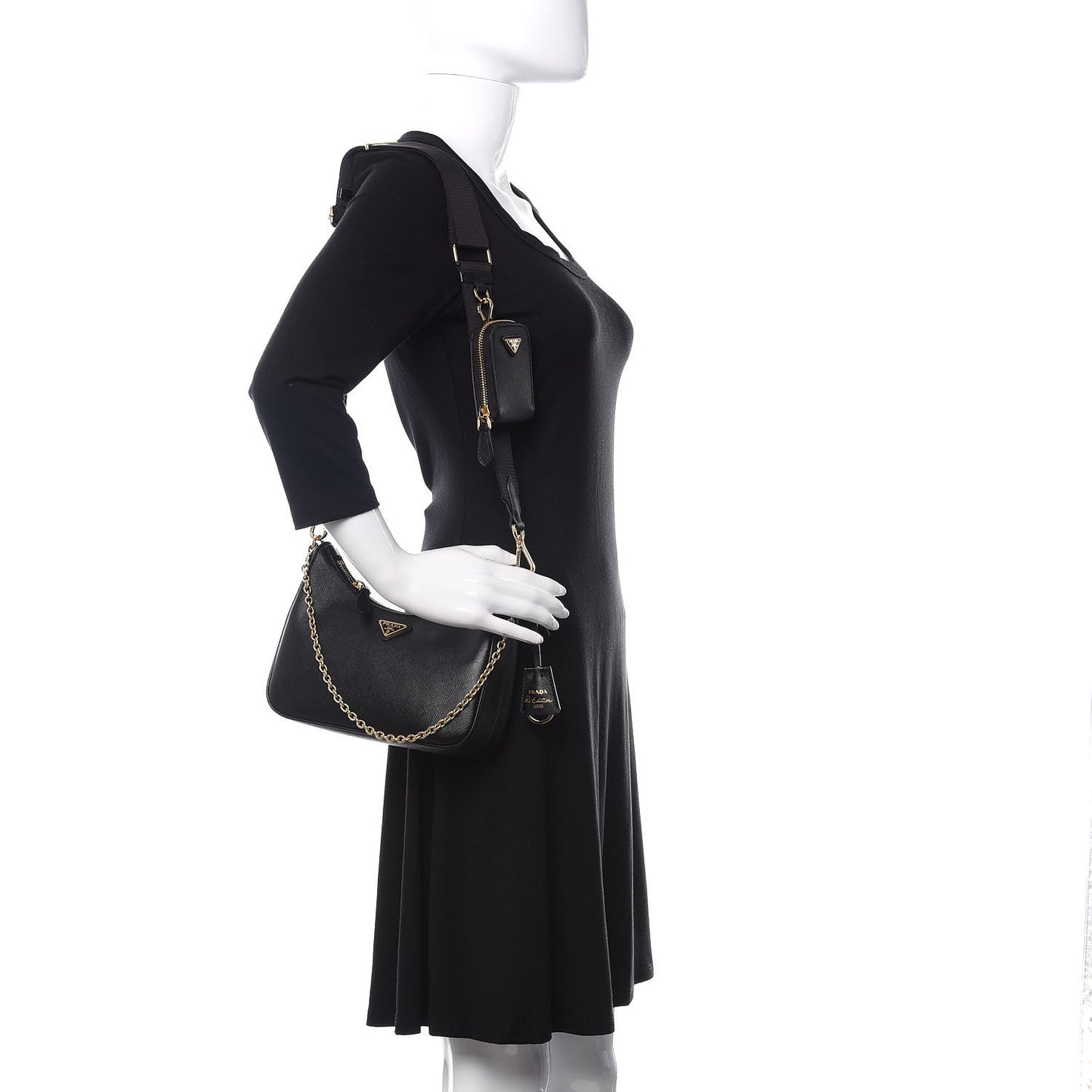 Saffiano Lux Re-Edition 2005 Shoulder Bag Black