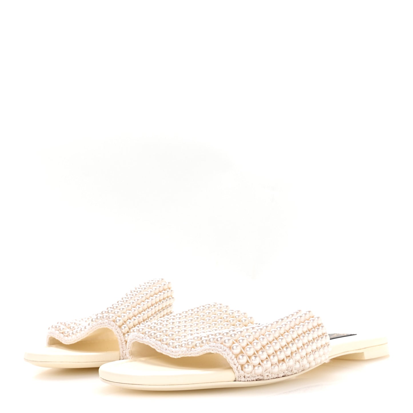 Pearl Crystal CC Mules Sandals 40 Ivory