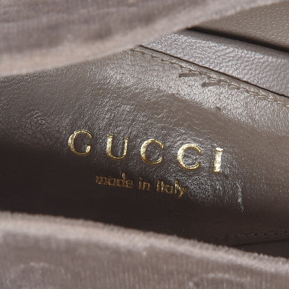 Gucci Velvet GG Monogram Horsebit Open Toe Pumps 36 New Fango 9 of 11