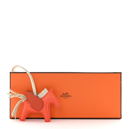 Hermes Milo Lambskin Grigri Rodeo Pegase Horse Bag Charm PM Orange Poppy Craie Terre Battue 6 of 6