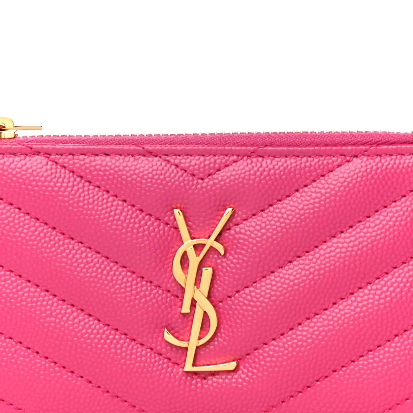 Grain De Poudre Matelasse Chevron Monogram Fragments Zippered Card Case Fresh Fuxia