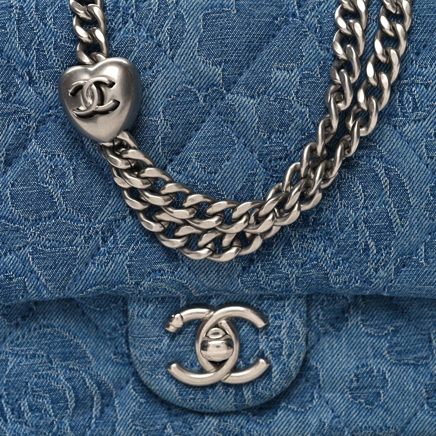 Chanel Denim Quilted Camellia Sweetheart Mini Flap Blue 8 of 11