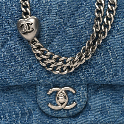 Chanel Denim Quilted Camellia Sweetheart Mini Flap Blue 8 of 11