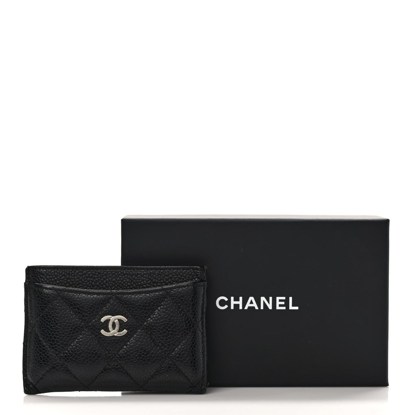 Caviar Quilted Card Holder Black