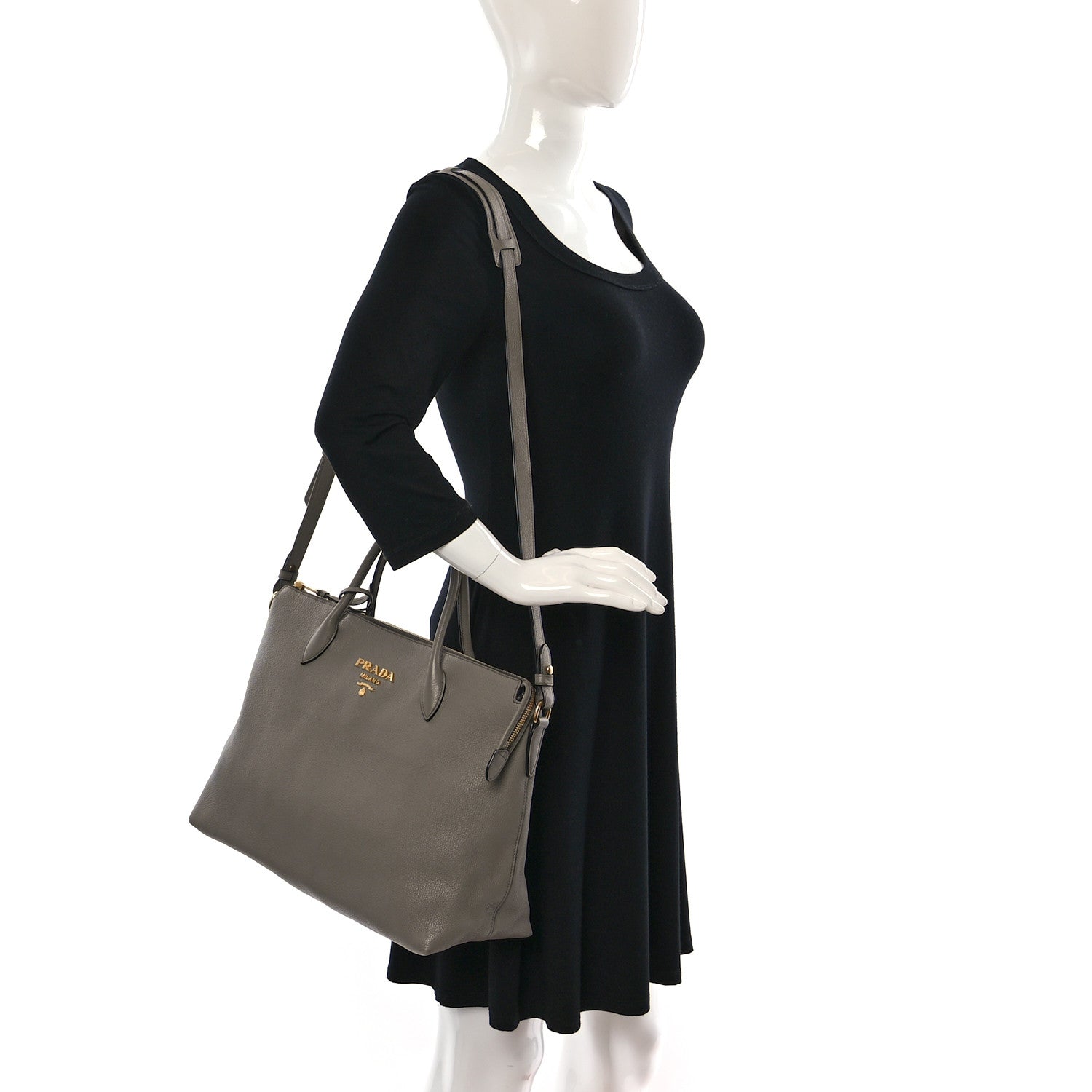 Prada Vitello Phenix Shoulder Bag Argilla 2 of 9