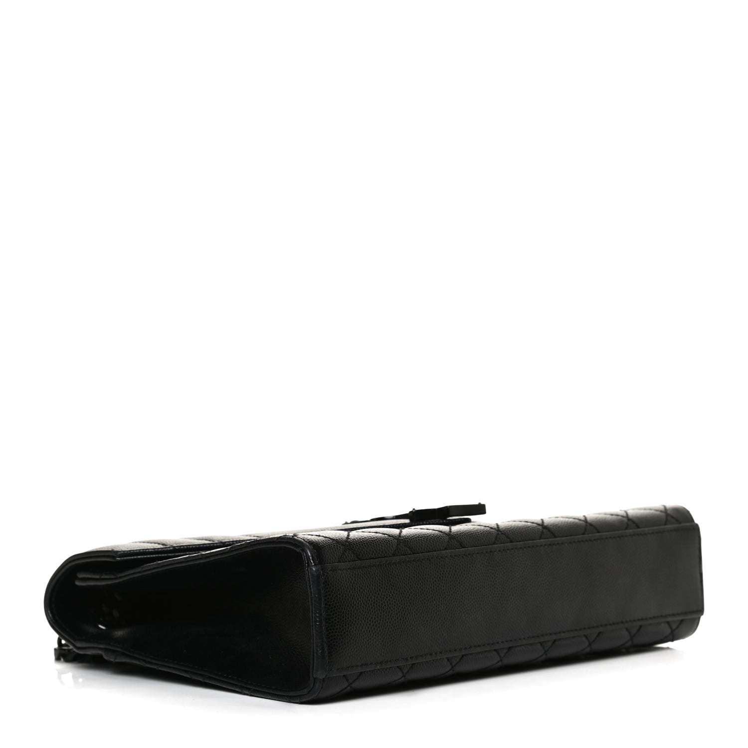 Saint Laurent Grain De Poudre Textured Mixed Matelasse Triquilt Medium Monogram Satchel Black 4 of 13